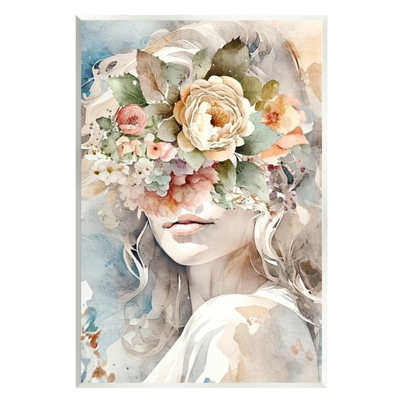 Stupell Industries Floral Portrait of Girl Botanical & Floral Painting Unframed Art Print Wall Art, 10 x 15