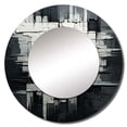 thumbnail image 2 of Designart "Monochrome Fantasy Landscape II" Abstract Painting Rund Mirror For Wall Decor - Large White Round Printed Mirror -Modern Round Living Room Mirror - 36" x 36", 2 of 6