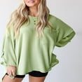 thumbnail image 3 of Women T-shirt Long Sleeve Crew Neck Ribbed Loose Slit Fall Tops, 3 of 6