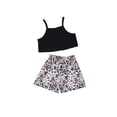 thumbnail image 2 of Faithtur Girl Solid Color Suspender Cropped Tops and Leopard Shorts Set, 2 of 10