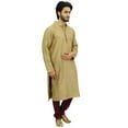 thumbnail image 3 of Atasi Ethnic Men's Kurta Pyjama Set Brown Bollywood Designer Shirt-Small, 3 of 6