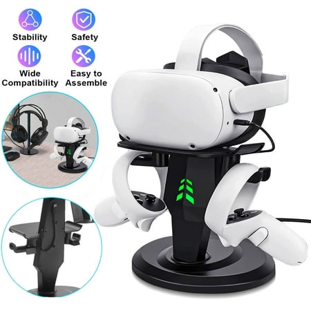 

VR Stand HFDR VR Headset and Dual Controller Charging Dock Fit for Oculus Quest 2 Quest Rift S Valve Index HP Reverb G2 VR Accessories Display Stand with LED Indicator