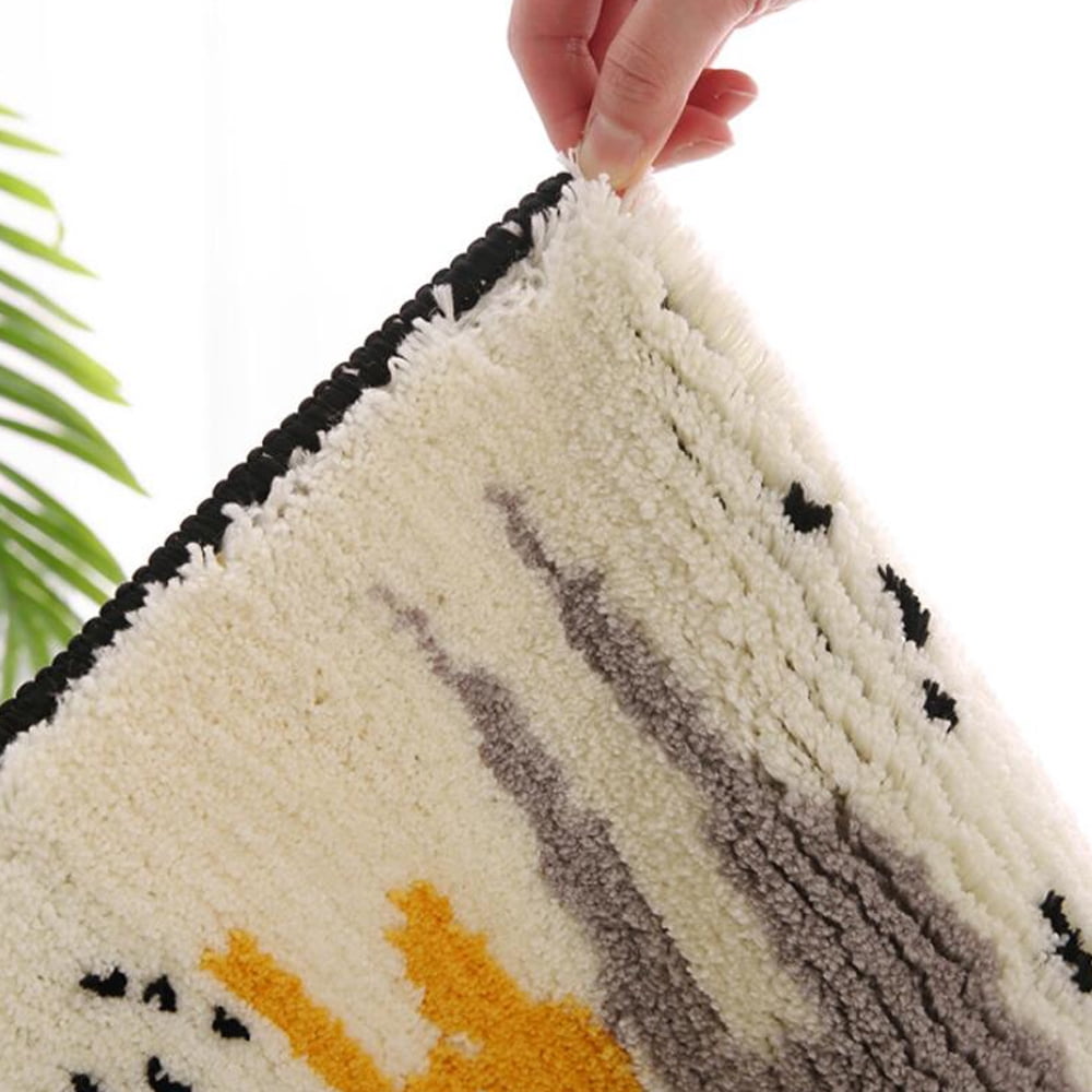 Soft Plush Bathroom Rugs Non-Slip 16" x 24" Fluffy Absorbent Microfiber Yellow Gray Bath Mats Machine Washable
