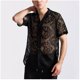 thumbnail image 4 of pstuiky camisetas de hombre, Blusa informal de encaje con botones y manga corta para hombre camisas casuales para hombre l, 4 of 9