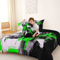 thumbnail image 4 of Homewish Green Modern Abstract Queen Comforter Set,Aesthetic Artwork Comforter Sets Queen,Black Reversible,3 Pieces,1 Comforter and 2 Pillowcases, 4 of 7