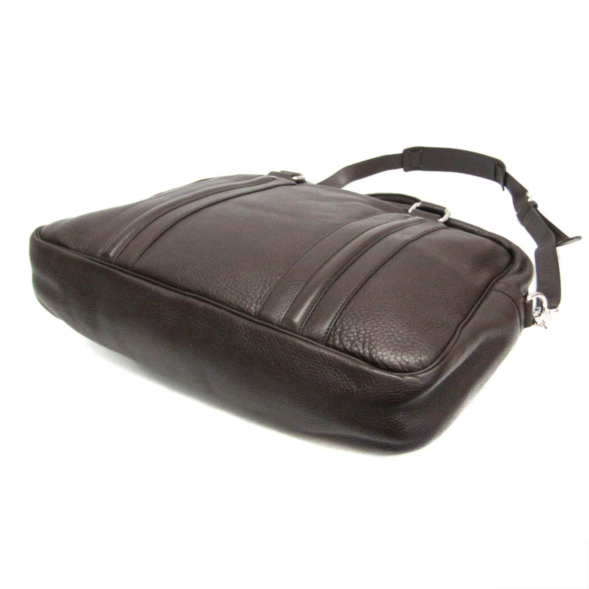 Pre-Owned Gucci Business Bag 231850 Men's Leather Briefcase,Shoulder Bag Dark Brown (Good)