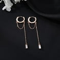thumbnail image 5 of Solid 925 Sterling Silver CZ Hoop Earrings Chain for Women Teens Hoop Earrings Tassel, 5 of 13