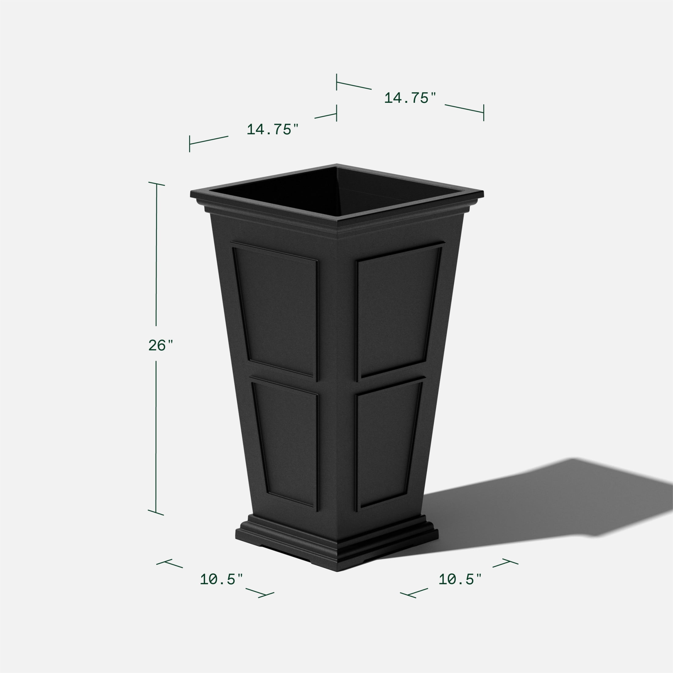 Veradek Brixton Tall 26" Plastic Planter - Black