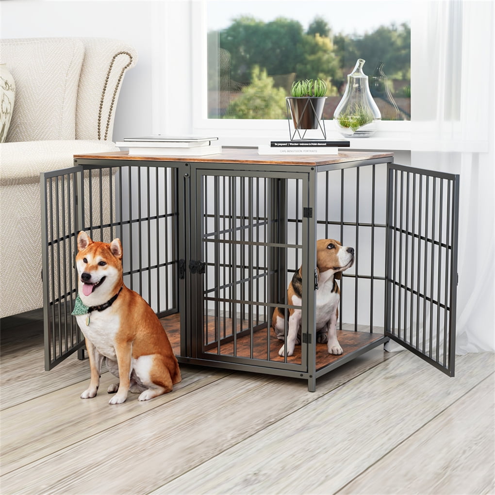 Wisfor Large Wooden Dog Crate Furniture with Removable Divider