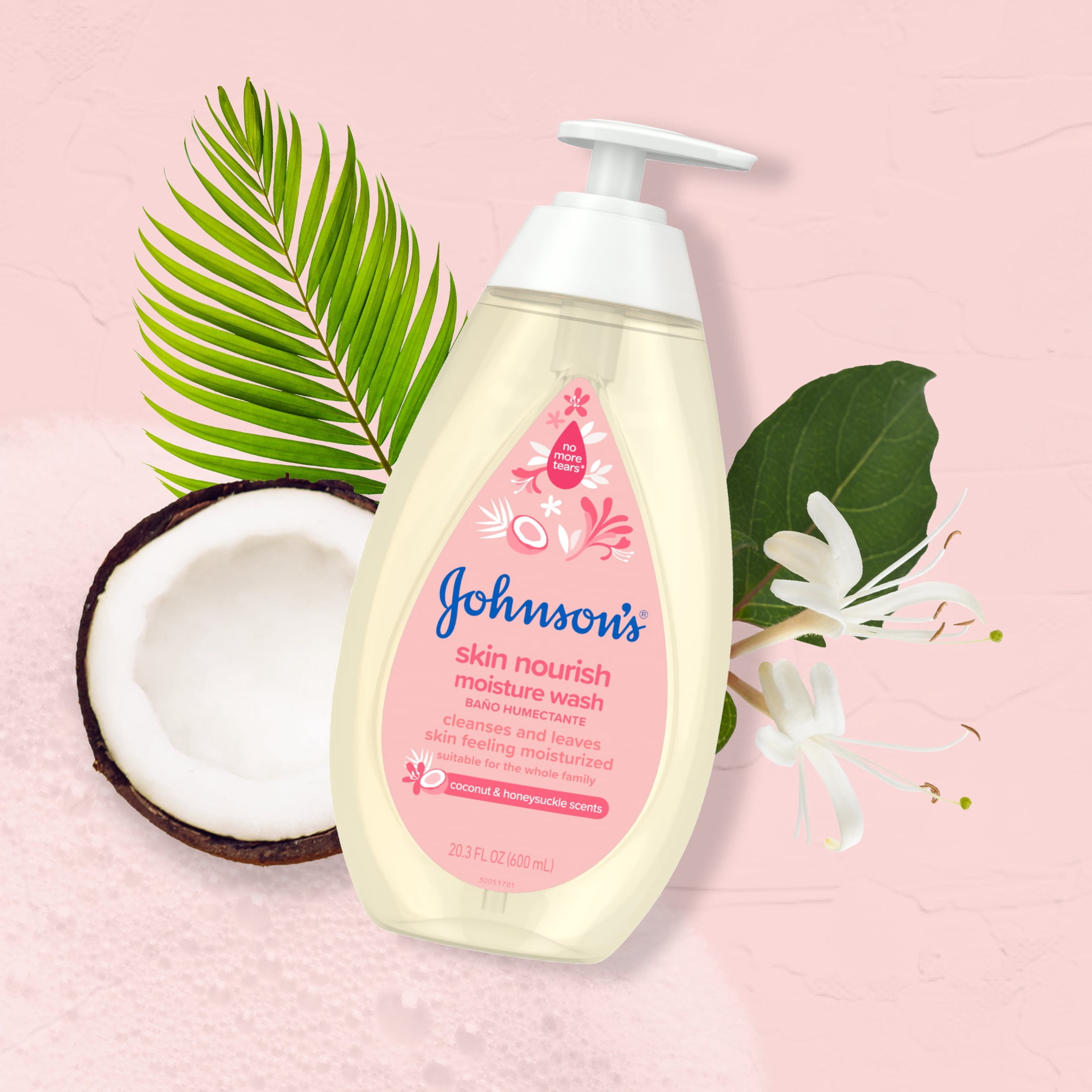 Johnson's Skin Nourish Bath Body Wash for Baby & Toddler, Coconut & Honeysuckle, 20.3 fl oz