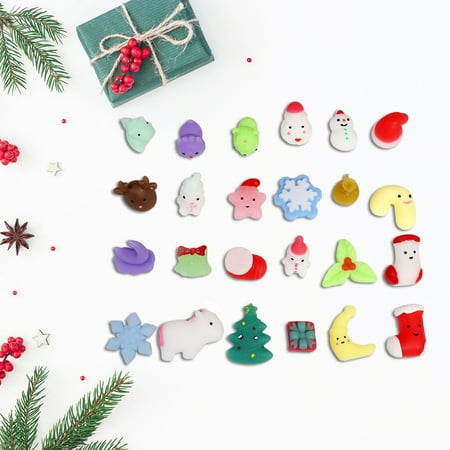 Aozowin 24Pcs Christmas Cute Animal Toys Stress Relief Set Slow Rising Fidget Toys Advent Calendar Gift forKids Adults,Christmas Gifts for Kids