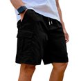 thumbnail image 2 of Resicozy Mens Cargo Shorts Casual Drawstring Elastic Waist Work Shorts Hiking Tactical Short Pants with Pockets Black XL, 2 of 8
