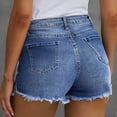 thumbnail image 2 of Pantalones cortos rasgados Crtynell poliéster de moda amigable con la piel dobladillo deshilachado para mujer, 2 of 6