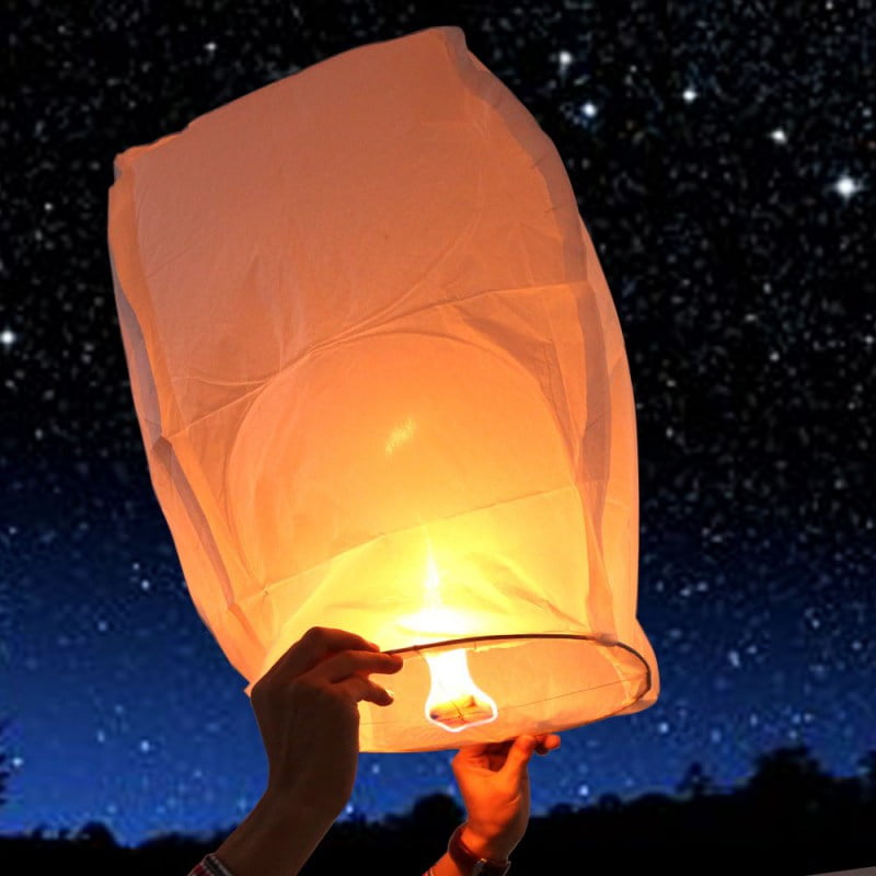 Outdoor Water Floating Candle Lanterns Biodegradable White Chinese Paper Lanterns for Wishing Floating 10 Pack 5.9 Inch by Fascola Praying