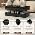 thumbnail image 2 of Modern 2-Tier High-gloss Surface LED Coffee Table, with 16 Color Options and 4 Lighting Modes, Stylish Glass Top Design, with Anti-Scratch Feet & Silent Slide Storage, Black, 2 of 8