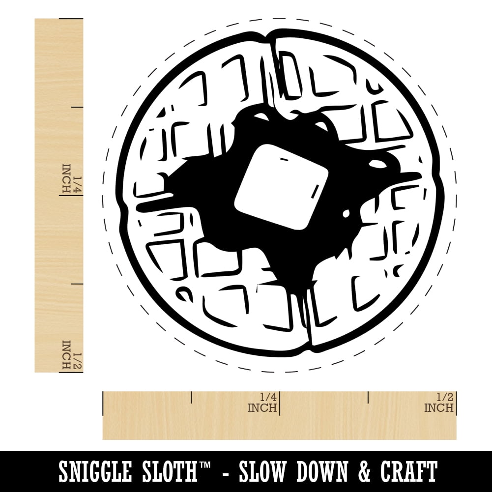 Breakfast Waffle Butter Syrup Self-Inking Rubber Stamp Ink Stamper - Fuchsia Ink - Mini 1/2 Inch