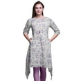 thumbnail image 1 of Bimba Kurti Asymétrique à Imprimé Floral Papillon Violet et Pivoine pour Femmes, Robe d'Été Indienne Tunique, XX-Grand, 1 of 6