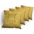 thumbnail image 5 of Ambesonne Mandala Throw Pillow Cover 4 Pack, Romantic Words Swirls, 20", Yellow, 5 of 7