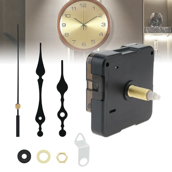 Clock Mechanism Replacement Quartz Battery Operated Clock Movement Mechanism for Clock DIY / Repair with Black Hands Pointer Set, Metal Hook, Silent Sweep Seconds Wall Clock Mechanism