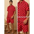 thumbnail image 5 of Unique Bargains Men's Polka Dots Hawaiian Short Sleeves Summer Shirts 2 Pieces Set S Red, 5 of 6