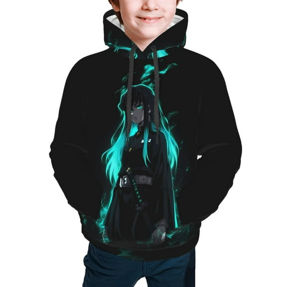 Demon Slayer Muichiro Tokito Kids' Hoodie 3d Print Sweatshirt Soft Pullover Hooded With Big Pockets For Boys Or Girls Small