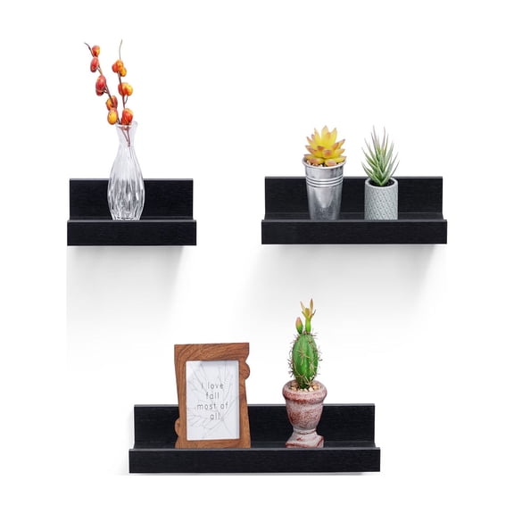 MAYEERTY 3-Piece Floating Shelves, Wooden Hanging Storage Ledges for Books Plants Decor, Modern Shelving for Bedroom Living Room Kitchen