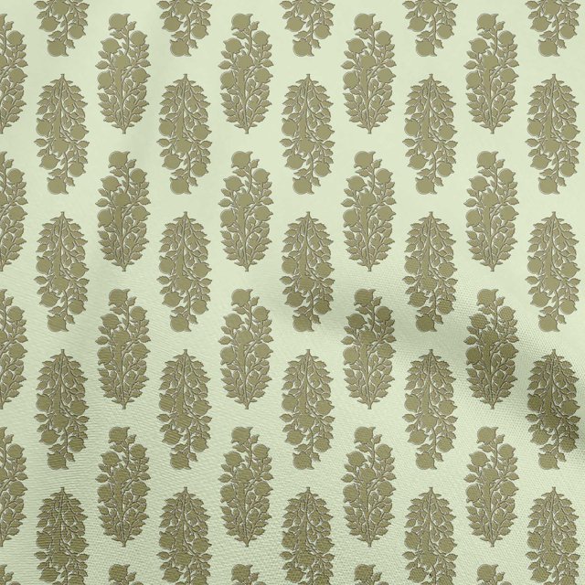 oneOone Viscose Chiffon Light Green Fabric Asian Block Print Traditional Floral Sewing Craft Projects Fabric Prints By Yard 42 Inch Wide