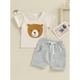 thumbnail image 3 of Musuos Baby 2 Piece Outfits 6 12 18 24M 3T Bear Print Short Sleeve Shirt and Elastic Shorts Set for Toddler Girl Boy, 3 of 10