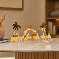 thumbnail image 4 of Lilixerw Wide Gold Nativity Scene Figurine, Acrylic Mirror Tabletop Decor with Palm Trees Camels on Clear Base for Christmas Home Decorations, 4 of 6