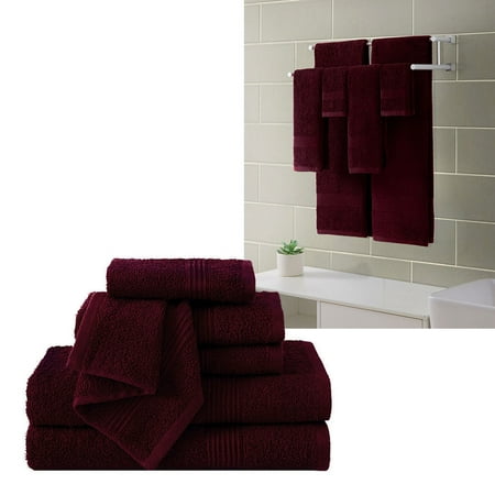Ribbed Luxury Bath Towel 6 Piece Set 100 Cotton Burgundy Red 2 Ribbed Luxury Bath Towel 6 Piece Set 100 Cotton Burgundy Red 2