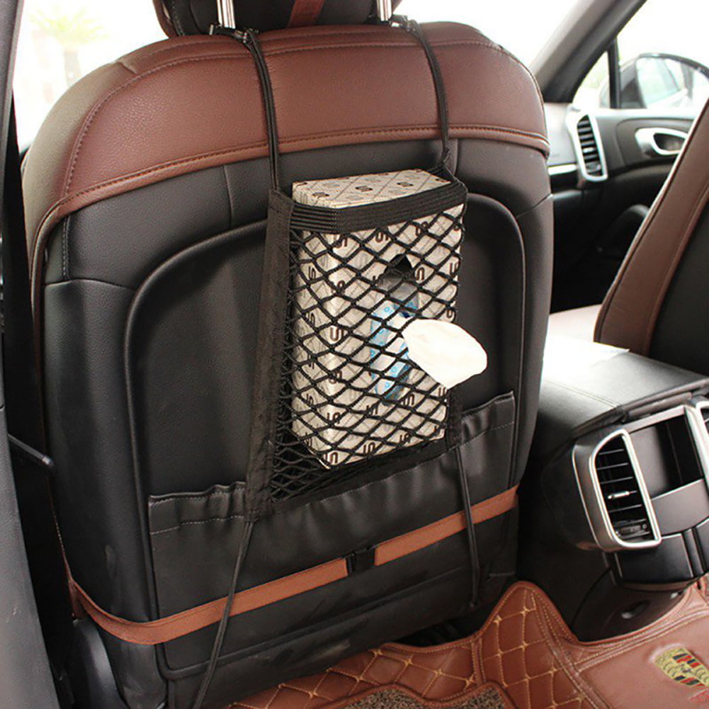 Hot Car Bag Luggage Holder Universal Car Net Seat Storage Mesh Organizer Pocket Sticker Strong Magic Tape 40cm x 25cm 