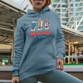 thumbnail image 2 of America Vibes, Retro 4th of July Art Merch Gift, Light Blue Hooded Sweatshirt or Hoodie, Medium, 2 of 5
