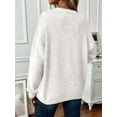 thumbnail image 4 of Womens Sweaters Fall Casual Long Sleeve Light-Weight Oversized Pullover Sweater Tops White S, 4 of 5
