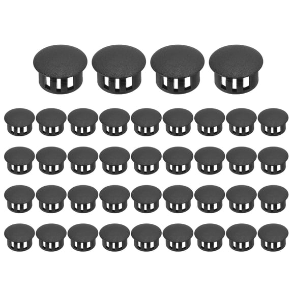 Uxcell 16mm/5/8" Plastic Hole Plugs, Flush Type Round Plug Snap in Locking Screw Hole Covers Black 40 Pcs