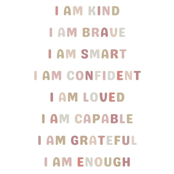 Affirmations Print - I Am Kind, I Am Brave Affirmation Wall Decor poster For Kids, Inspirational Positive Quote Poster, Boho Classroom, Nursery Room Decor for Girls poster