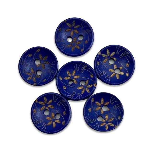 Minnieouse 100 piezas de botones de , pintura de flores de agujeros, manualidades DIY para manualidades Accesorios de disfraces Azul
