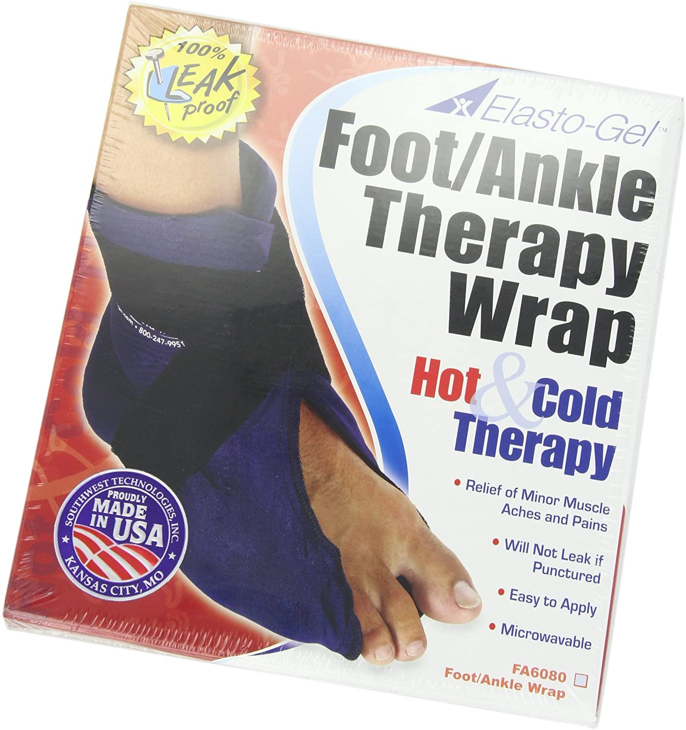 Elasto-Gel Reusable Hot/Cold Foot and Ankle Wrap, 2 Pack