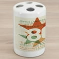 thumbnail image 1 of 80th Birthday Ceramic Toothbrush Holder, 80 Years Old Party Theme Universal Happy Best Wish, Decorative Versatile Countertop for Bathroom, 4.5" X 2.7", Pale Vermilion and Green, 1 of 4