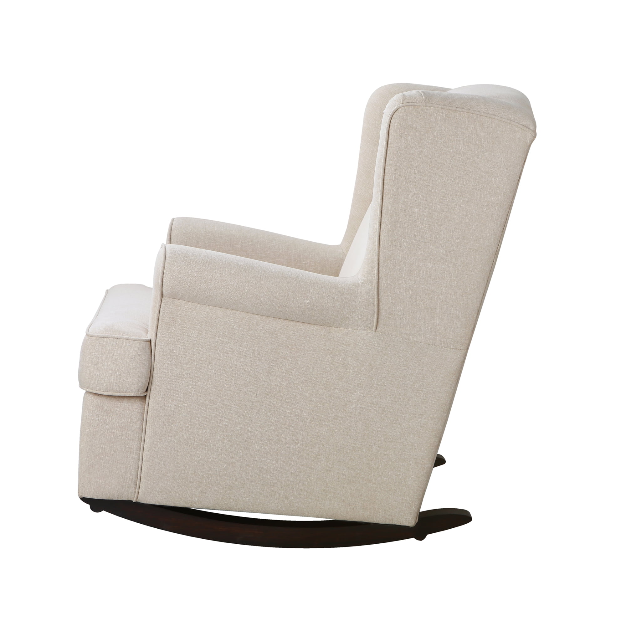 Second Story Home Quinn Upholstered Wingback Rocking Chair- Canvas