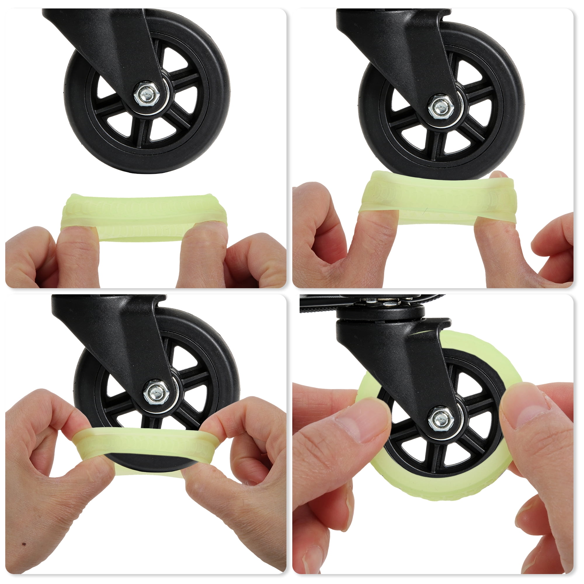 Unique Bargains Durable Convenient Luggage Wheel Covers for Travel 4Pcs Bright Green