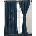 thumbnail image 2 of Chezmoi Collection Lux Navy Blue Distressed Velvet Curtains 2 Panel Set, Room Darkening Luxury Velvet Grommet Top Window Drapes for Living Room Bedroom 50" W x 96" L, 2 of 9