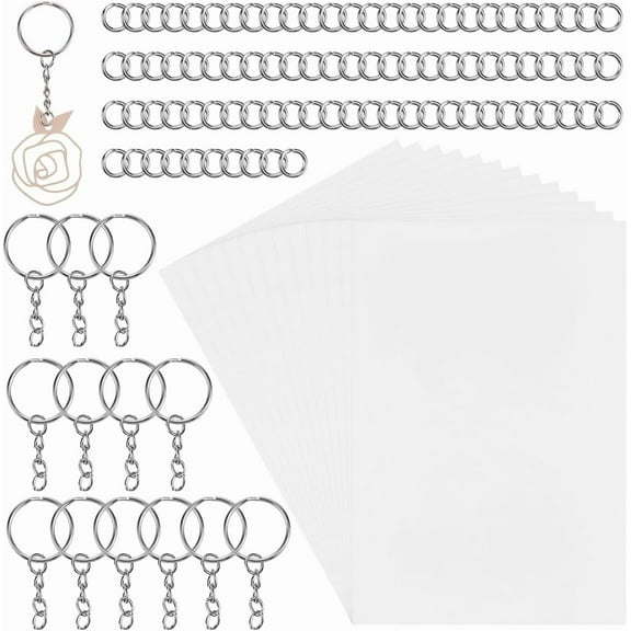 132Pcs 8.3 x 11.7 Inch White Shrink Plastic Sheets Kit Shrinky Dink Sheets Keychain Kit Art Paper Key Chains Supplies Accessories for DIY Jewelry Craft Making Adult Gifts White DIY