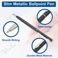 thumbnail image 3 of Uxcell Slim Metallic Ballpoint Pen, Black Ink 1mm Medium Point Pen Retractable Lightweight Smooth Writing Pens with Metal Clips for Business Office Wedding Guest Book Black, 3 of 6