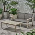 thumbnail image 3 of Noble House Hampton Outdoor Wood and Wicker Loveseat and Coffee Table in Black, 3 of 12