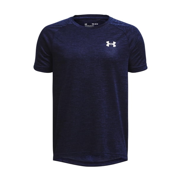 Camiseta Under Armour Tech 2.0 de manga corta para niños, azul marino y blanco