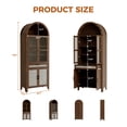 thumbnail image 2 of 78.5” H Tall Pantry Cabinet, Arched Cabinet, Kitchen Storage Cabinets - Glass Doors, Adjustable Shelves, Drawer & Anti-Tip Device, Wood Grain MDF Cupboard for Dining/Living Room (Brown), 2 of 7