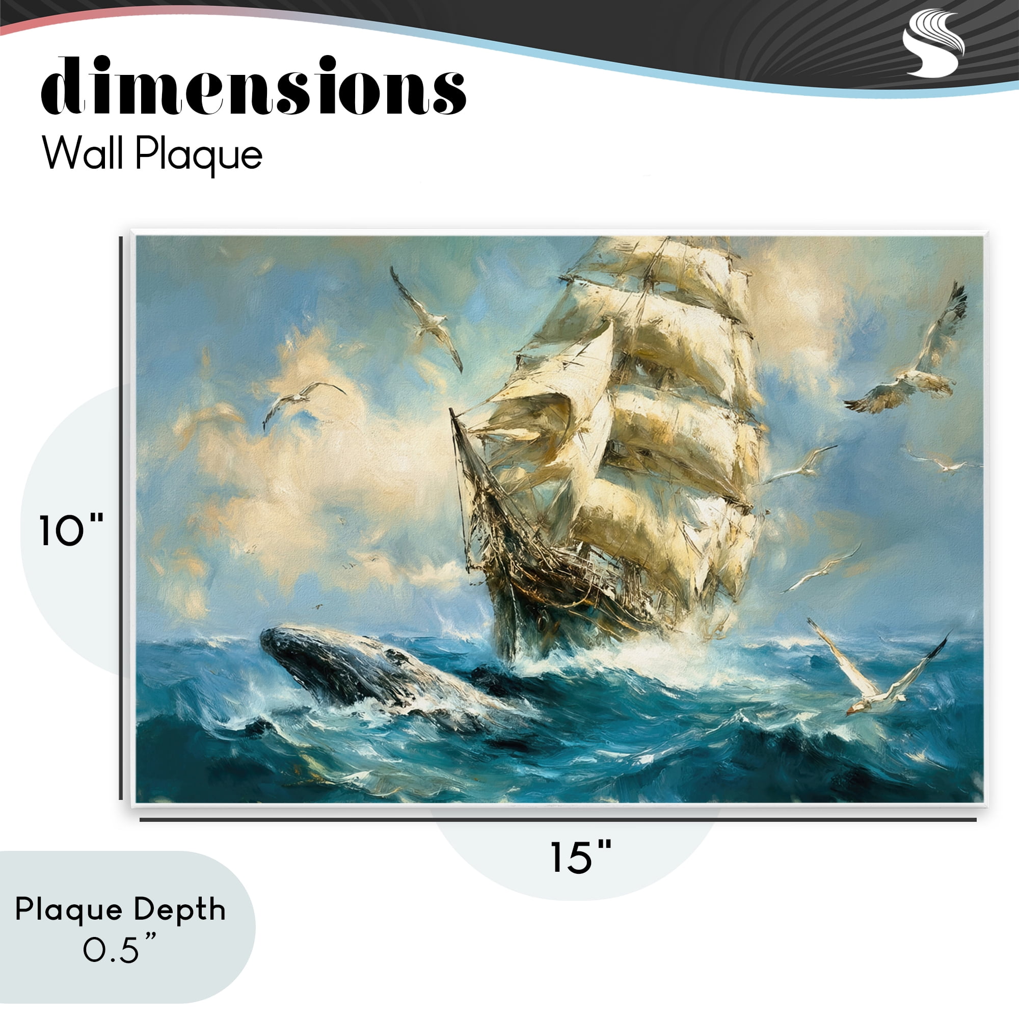 Stupell Industries Clipper Ship & The Whale Wall Plaque Art, design by Tina LeCour