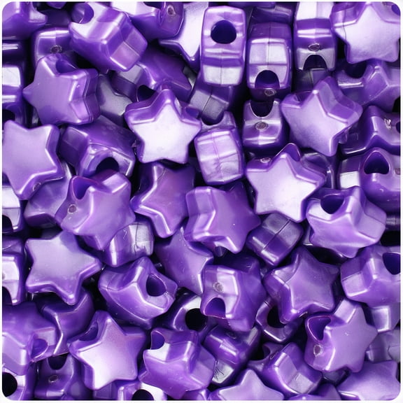 BeadTin Dark Purple Pearl 13mm Star Pony Beads (250pcs)