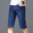 thumbnail image 4 of Pantalones cortos vaqueros de negocios para hombre, de talla grande 42, 44 y 46, de moda, informales, ajustados, azules, de marca, para verano, 4 of 5