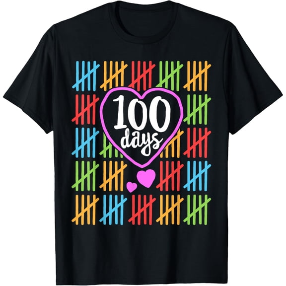100 Days of School T-Shirt for Teachers Women Counting Gift T-ShirtMen's and women's gift, black and white T-shirt, size: Extra large S-4XL